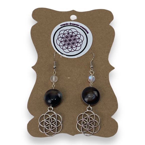 Boho gemstone earrings are handmade by Cosmic Dreamer Creations - Picture 4 of 9